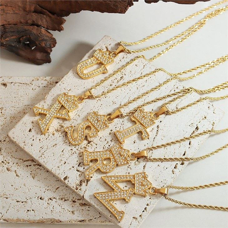 stainless steel initial necklace