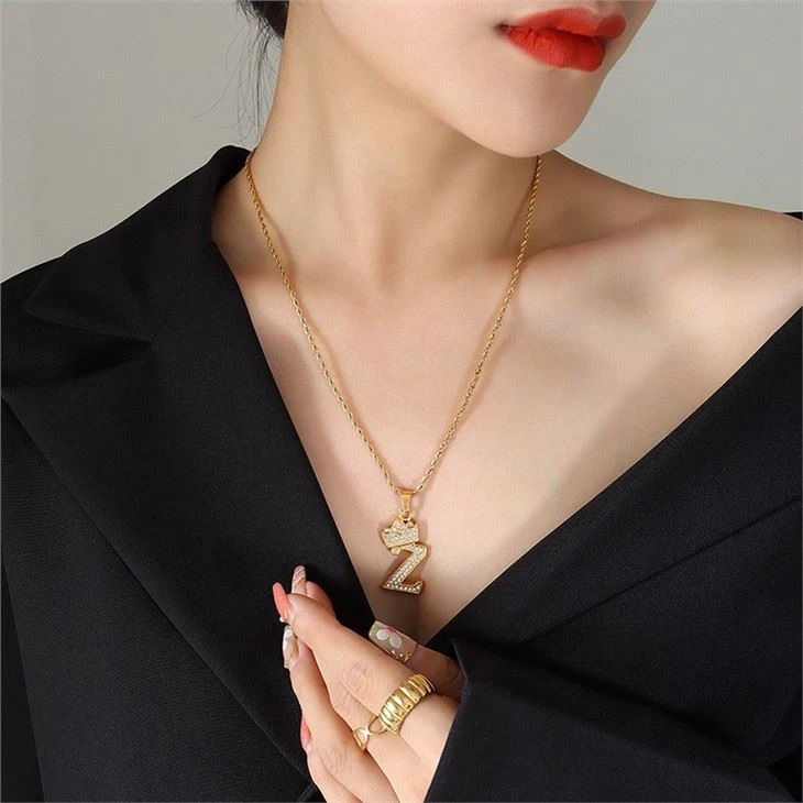 gold plated initial pendant necklace