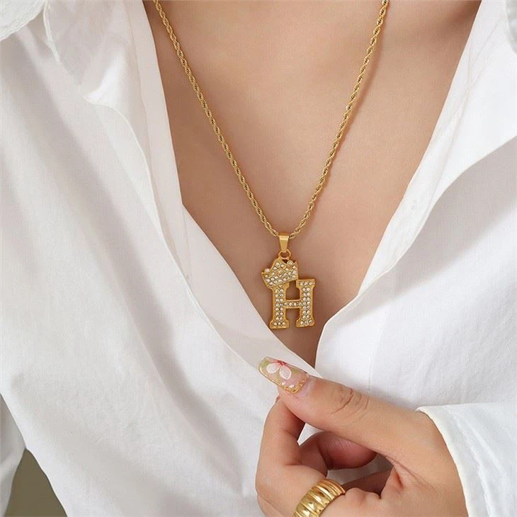 stainless steel initial necklace wholesale