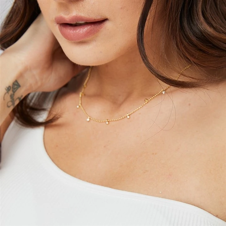 gold plated bead necklace