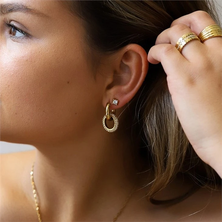 cz pave hoop earrings