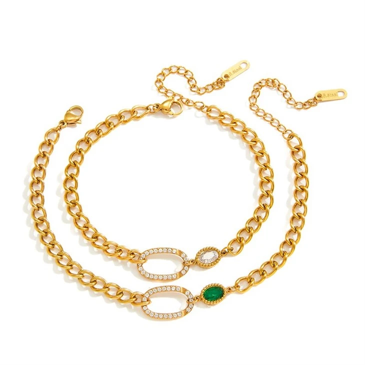 Oval Accent CZ Link Bracelet suppliers