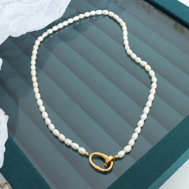 Oval Clasp Beaded Pearl Collar high quality
